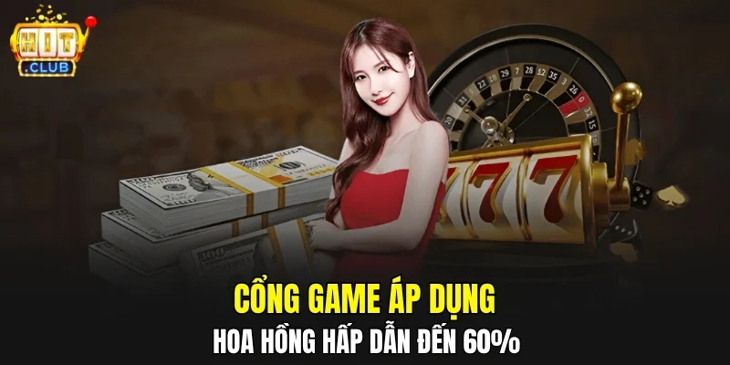 Cổng game áp dụng hoa hồng hấp dẫn đến 60%